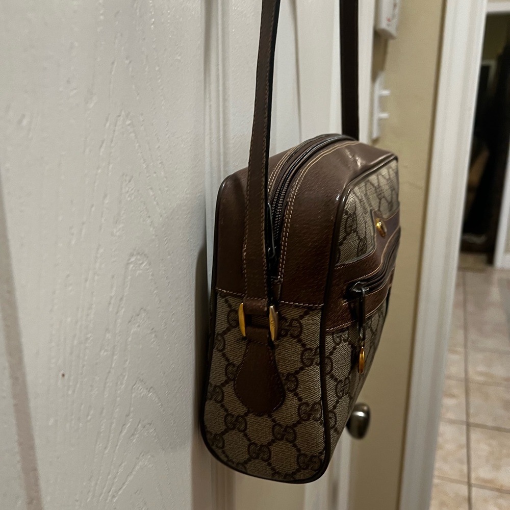 Vintage Gucci Ophidia Web Stripe Brown Canvas Leather Crossbody - Picture 6 of 16
